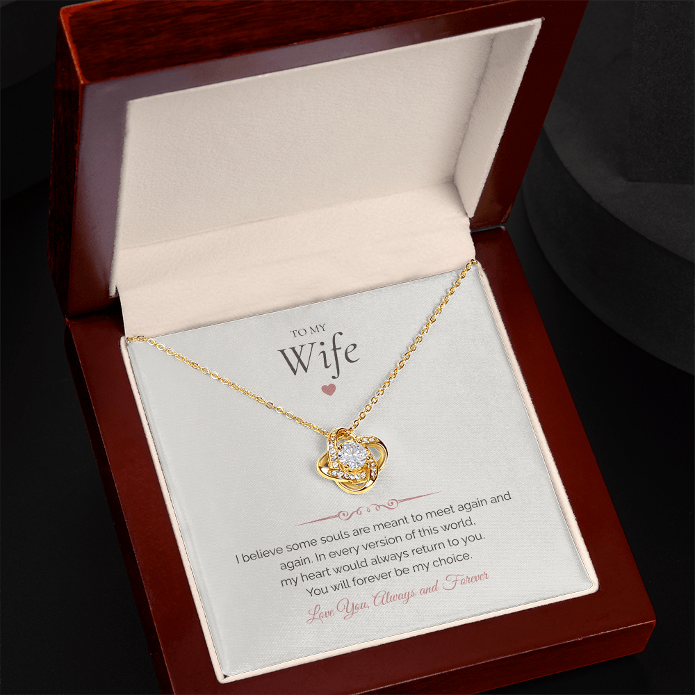 To My Wife Gift – Love Knot Necklace With Heartfelt Message Card