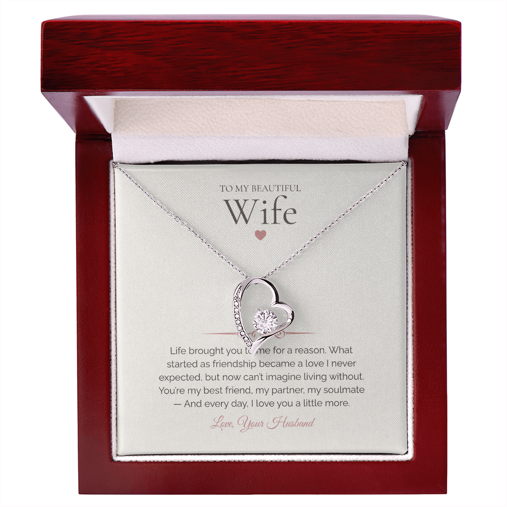 To My Wife – Forever Love Necklace with Deep Emotional Soulmate Message Card | Romantic Gift from Husband