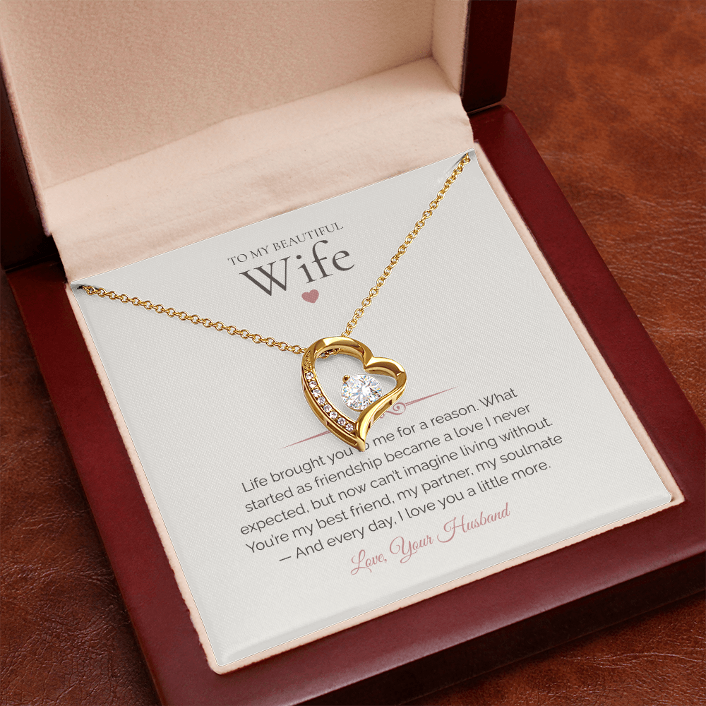To My Wife – Forever Love Necklace with Deep Emotional Soulmate Message Card | Romantic Gift from Husband