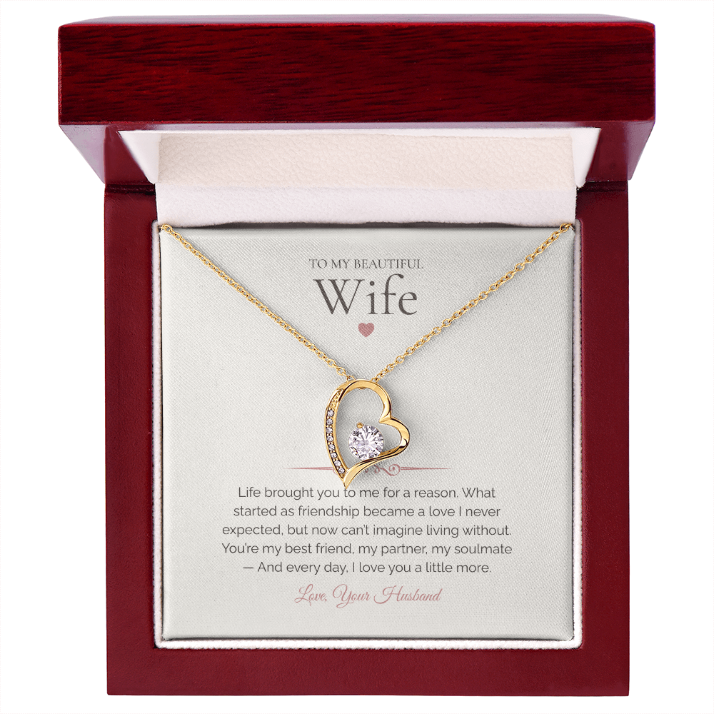 To My Wife – Forever Love Necklace with Deep Emotional Soulmate Message Card | Romantic Gift from Husband