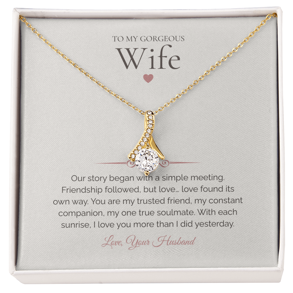 To My Wife – Alluring Beauty Necklace with Poetic Love Story Message Card | Romantic Soulmate Gift from Husband