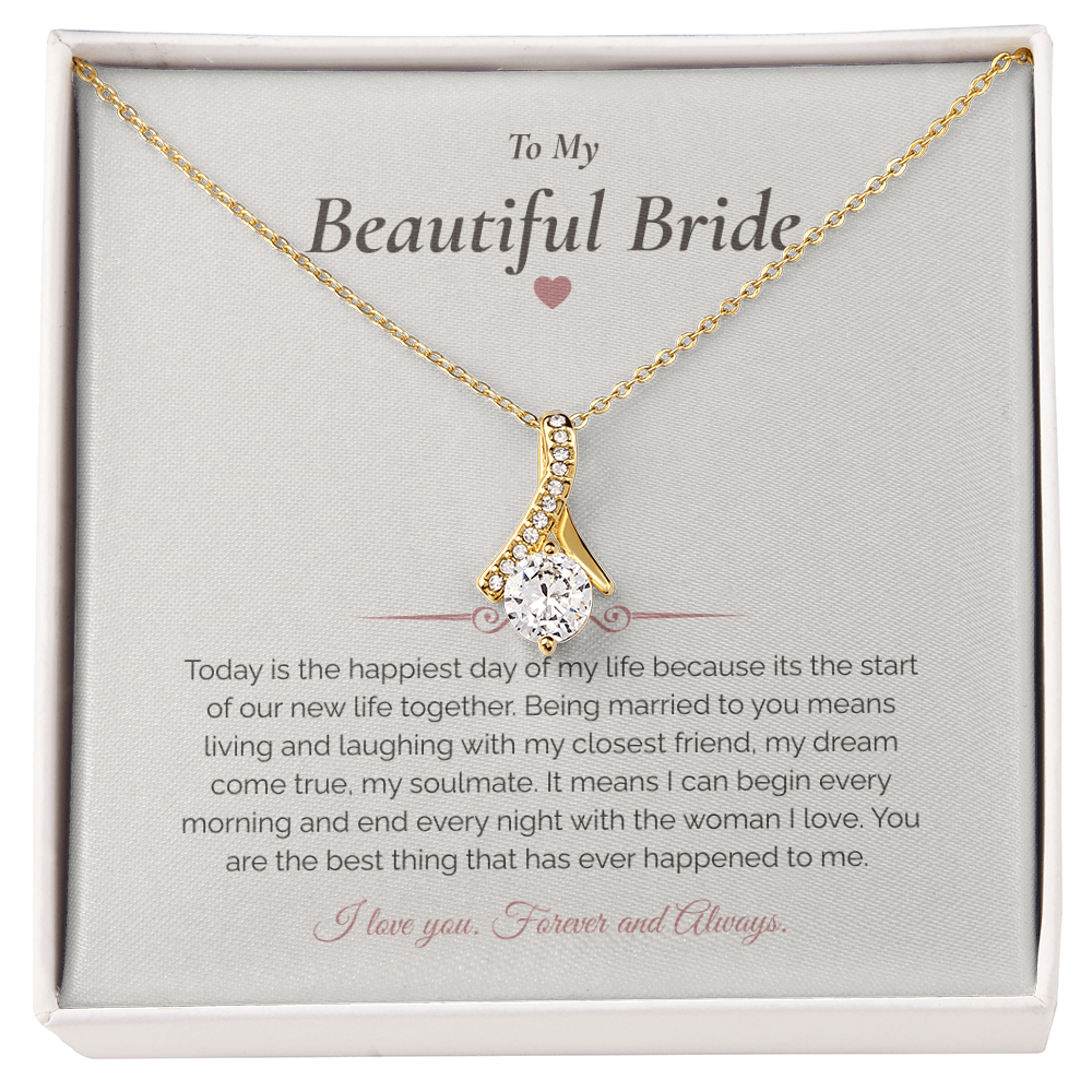 To My Bride – Elegant Wedding Day Necklace with Message Card
