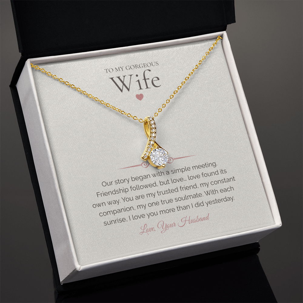 To My Wife – Alluring Beauty Necklace with Poetic Love Story Message Card | Romantic Soulmate Gift from Husband