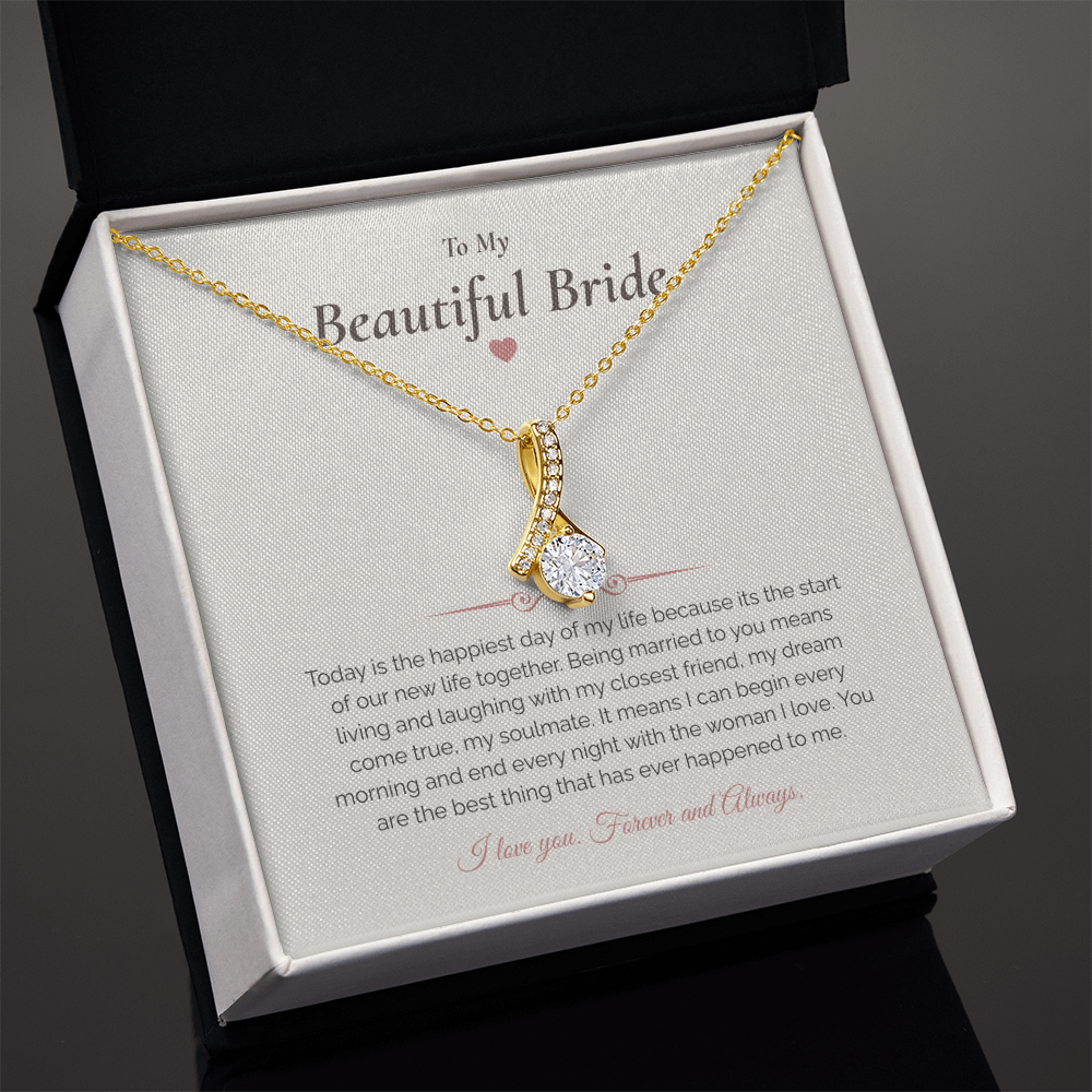 To My Bride – Elegant Wedding Day Necklace with Message Card