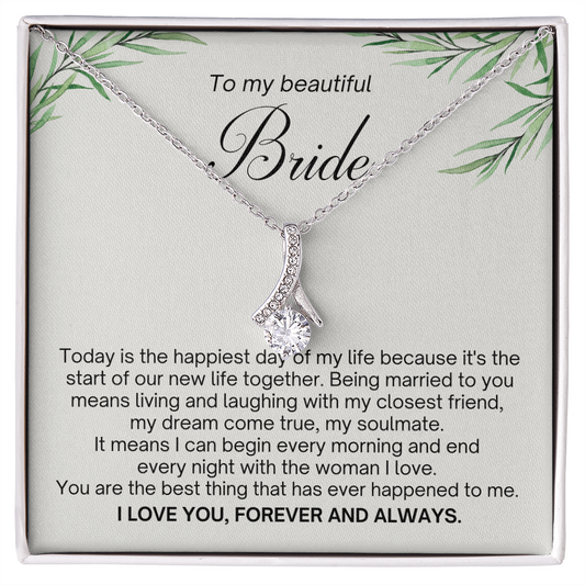 Bride Gift from Groom – Wedding Day Necklace with Message Card
