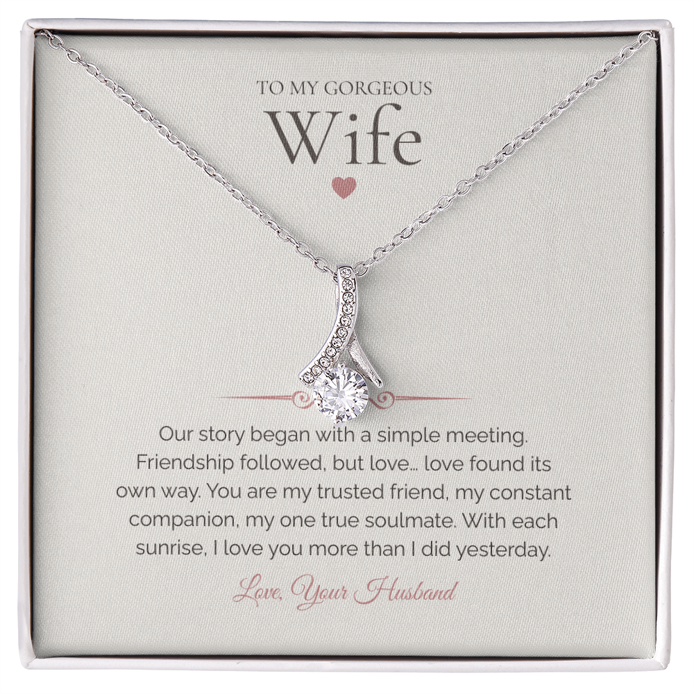 To My Wife – Alluring Beauty Necklace with Poetic Love Story Message Card | Romantic Soulmate Gift from Husband