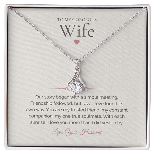 To My Wife – Alluring Beauty Necklace with Poetic Love Story Message Card | Romantic Soulmate Gift from Husband