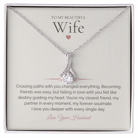 To My Wife – Alluring Beauty Necklace with Romantic Message Card | Soulmate Gift from Husband