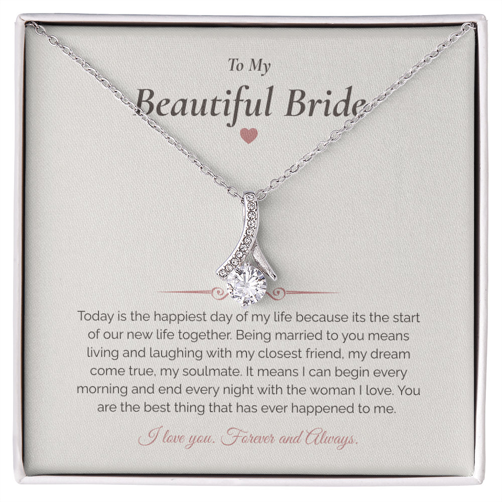 To My Bride – Elegant Wedding Day Necklace with Message Card
