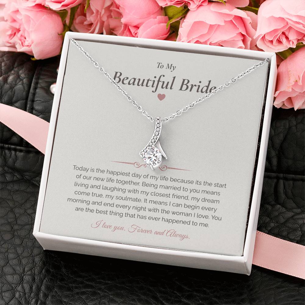 To My Bride – Elegant Wedding Day Necklace with Message Card