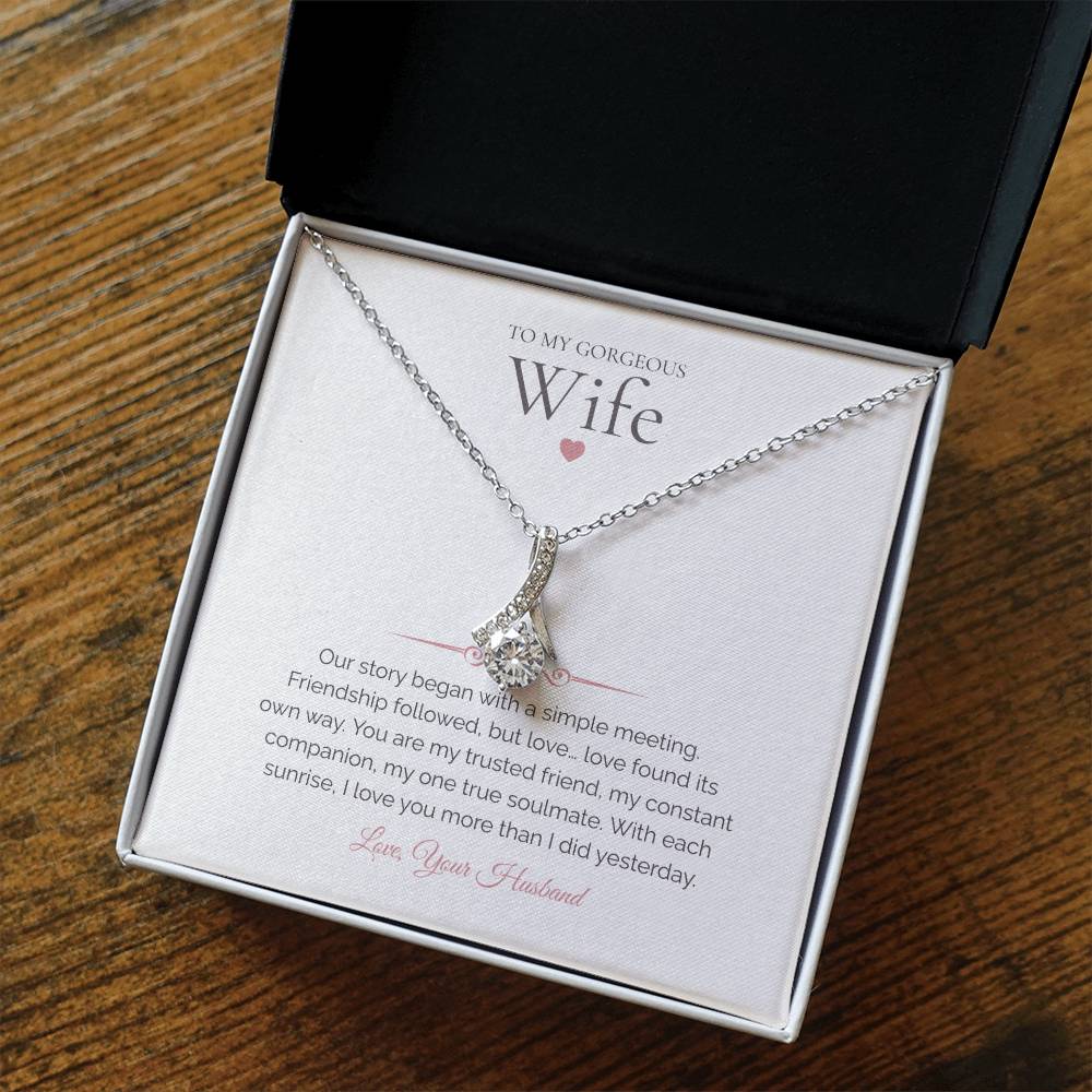 To My Wife – Alluring Beauty Necklace with Poetic Love Story Message Card | Romantic Soulmate Gift from Husband