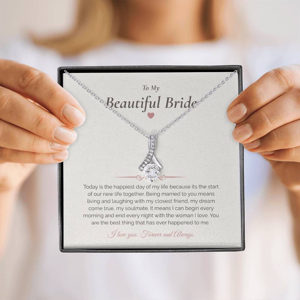 To My Bride – Elegant Wedding Day Necklace with Message Card
