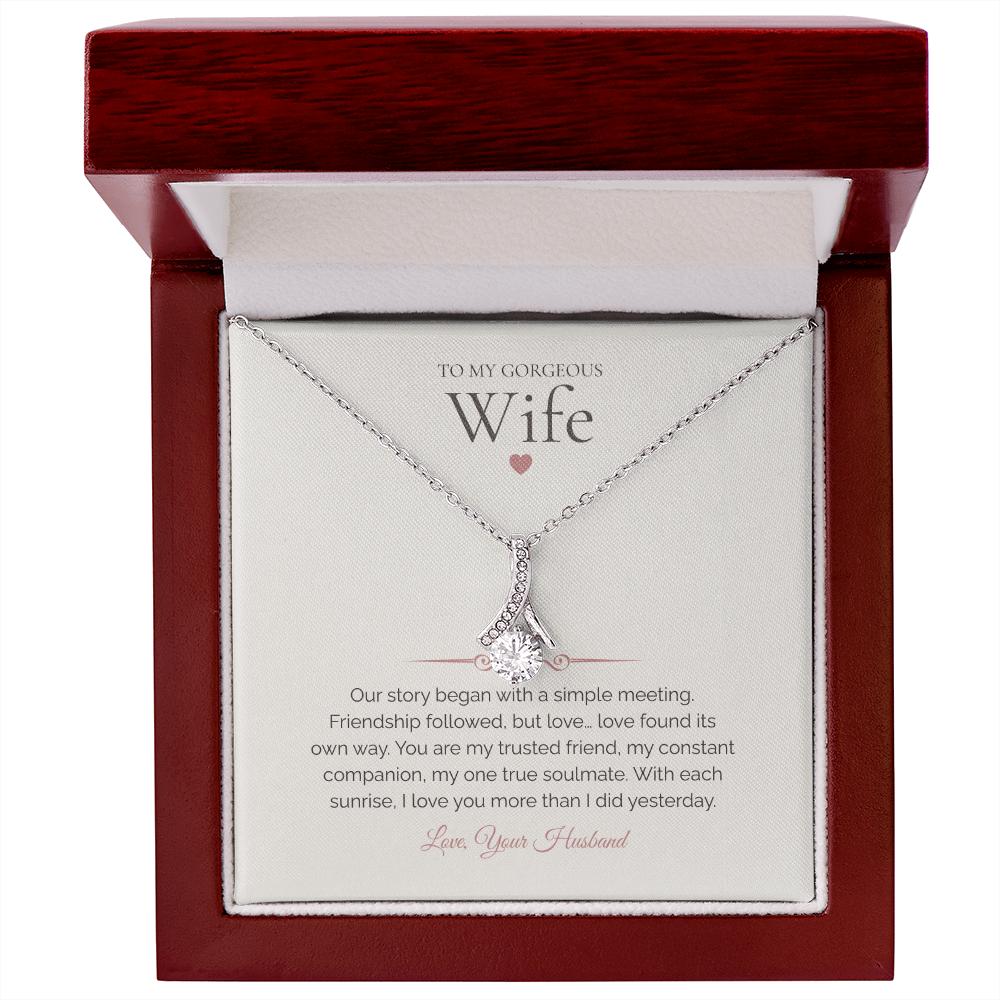 To My Wife – Alluring Beauty Necklace with Poetic Love Story Message Card | Romantic Soulmate Gift from Husband