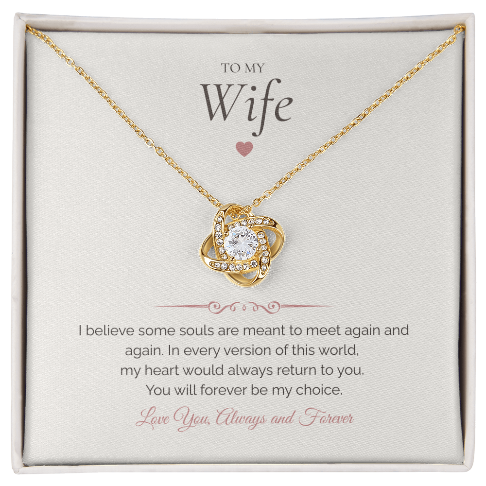 To My Wife Gift – Love Knot Necklace With Heartfelt Message Card