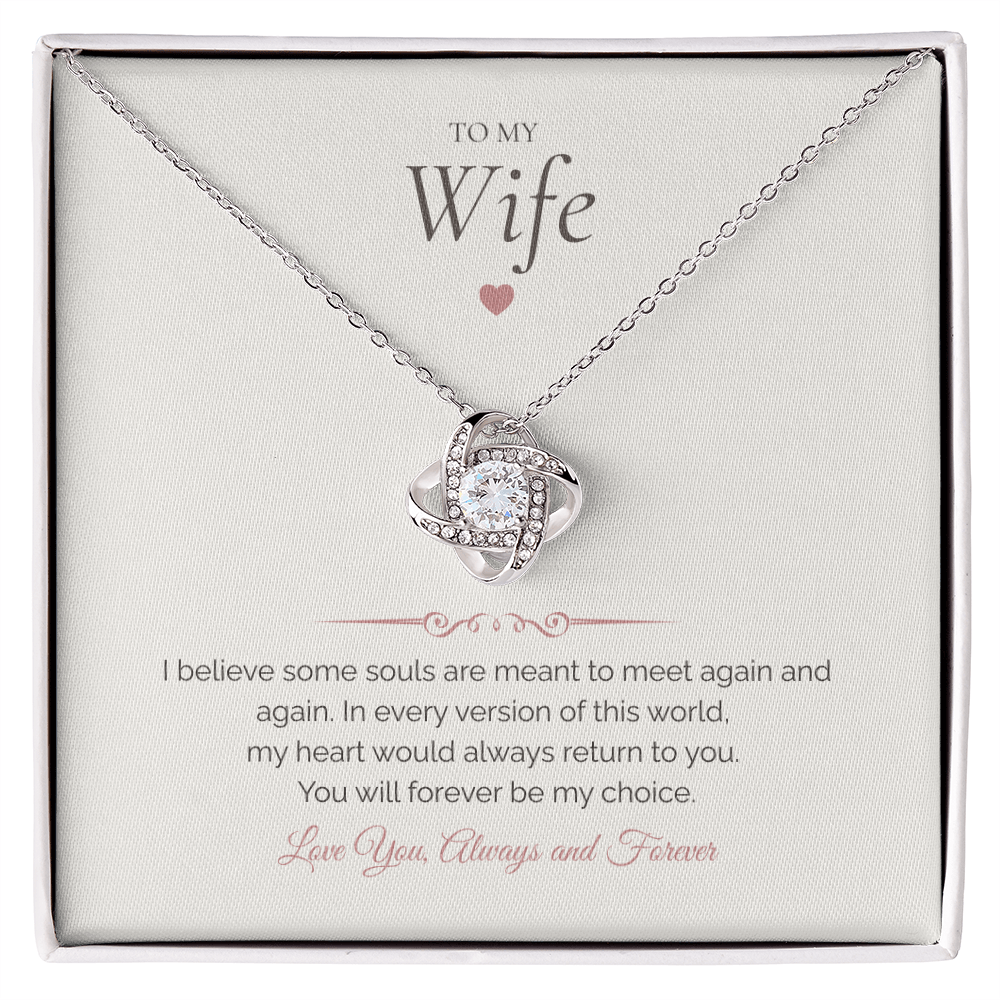 To My Wife Gift – Love Knot Necklace With Heartfelt Message Card
