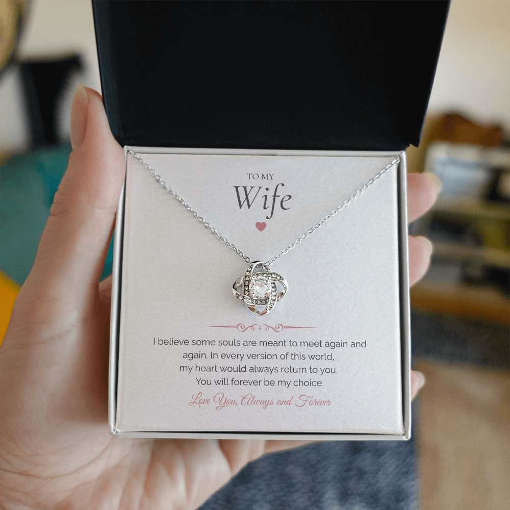 To My Wife Gift – Love Knot Necklace With Heartfelt Message Card