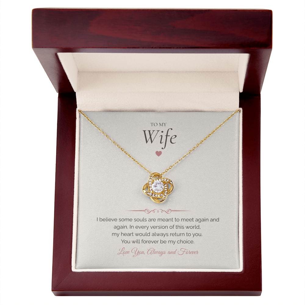 To My Wife Gift – Love Knot Necklace With Heartfelt Message Card