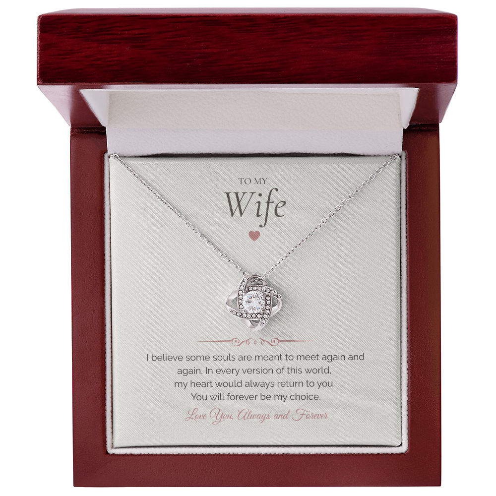 To My Wife Gift – Love Knot Necklace With Heartfelt Message Card