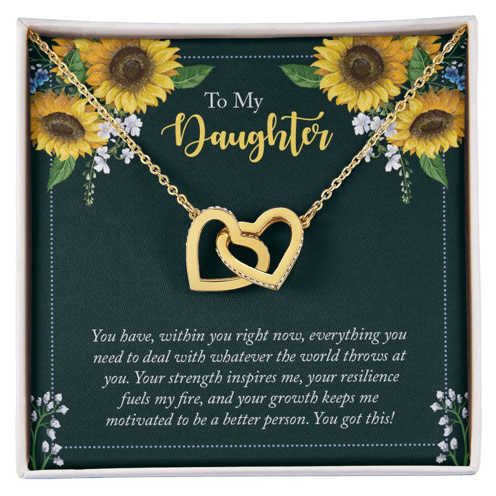 To My Daughter Interlocking Hearts Necklace – Meaningful Sunflower Jewelry Gift