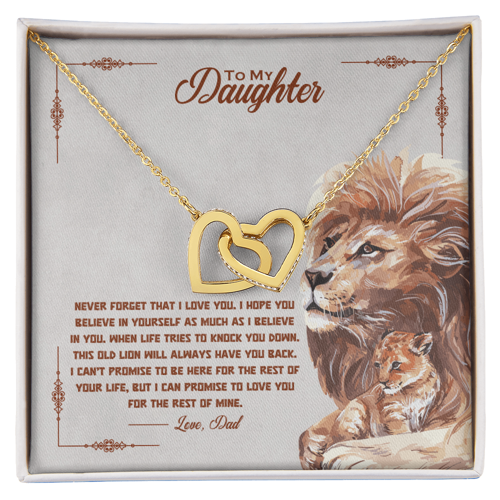 To My Daughter Necklace – Lion Dad Message Card | Strength, Love & Encouragement Gift