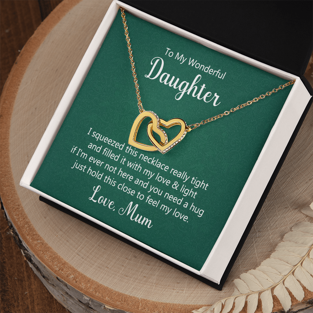To My Daughter Interlocking Hearts Necklace – A Hug From Mum