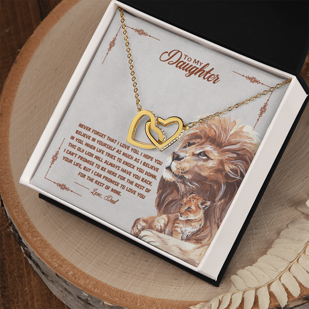 To My Daughter Necklace – Lion Dad Message Card | Strength, Love & Encouragement Gift