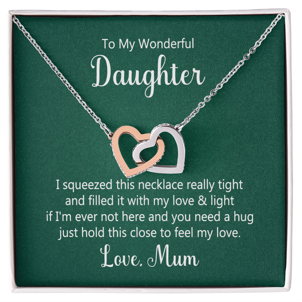 To My Daughter Interlocking Hearts Necklace – A Hug From Mum