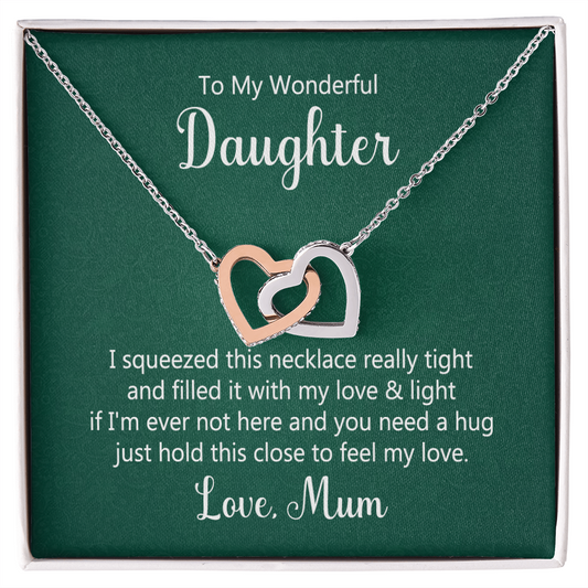 To My Daughter Interlocking Hearts Necklace – A Hug From Mum