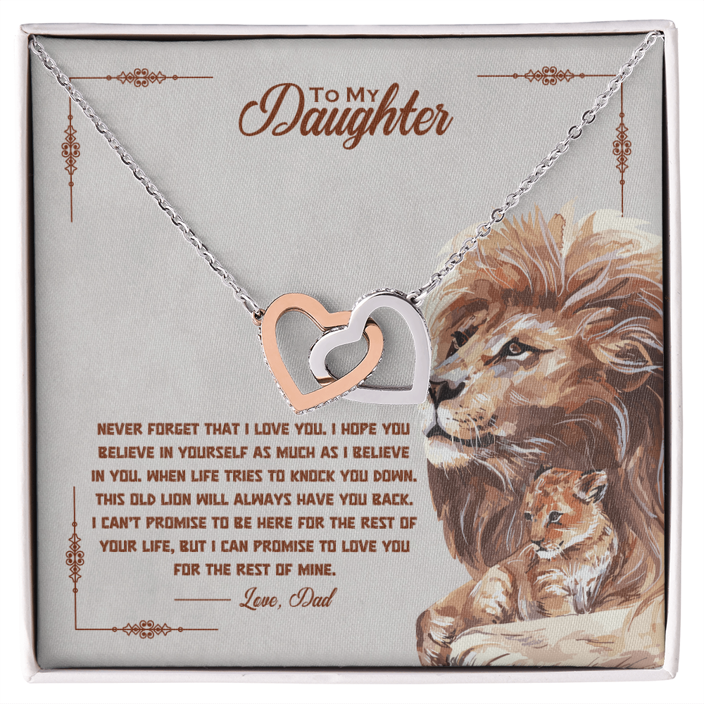 To My Daughter Necklace – Lion Dad Message Card | Strength, Love & Encouragement Gift