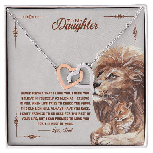 To My Daughter Necklace – Lion Dad Message Card | Strength, Love & Encouragement Gift