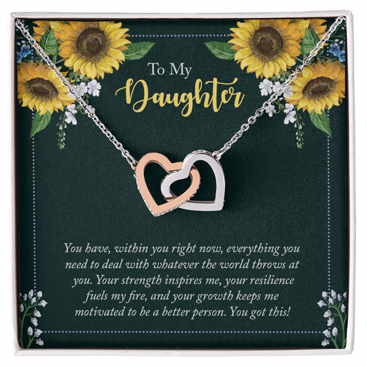To My Daughter Interlocking Hearts Necklace – Meaningful Sunflower Jewelry Gift