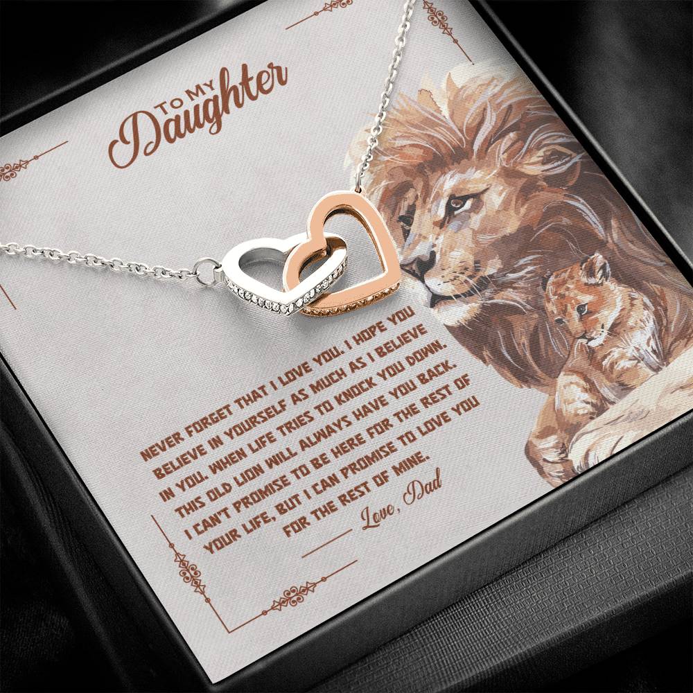 To My Daughter Necklace – Lion Dad Message Card | Strength, Love & Encouragement Gift