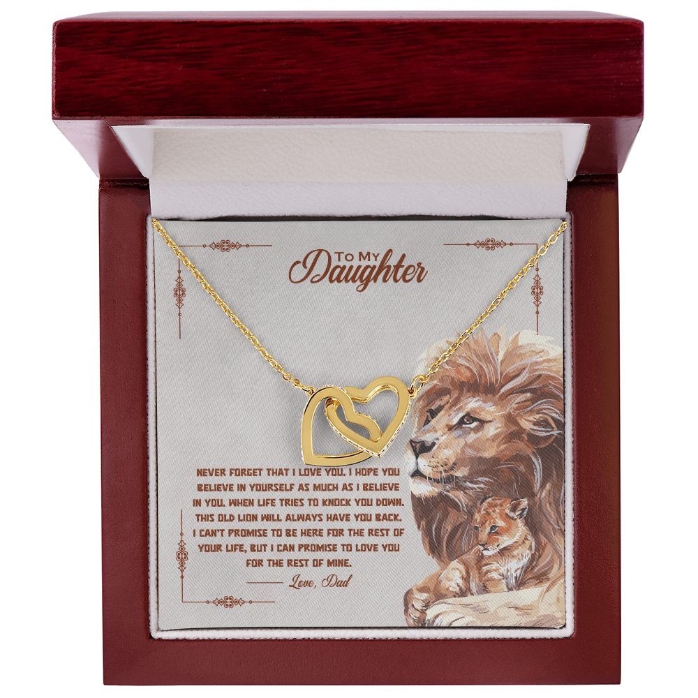 To My Daughter Necklace – Lion Dad Message Card | Strength, Love & Encouragement Gift
