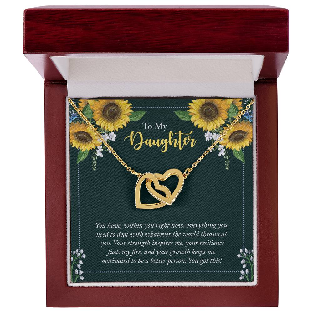 To My Daughter Interlocking Hearts Necklace – Meaningful Sunflower Jewelry Gift