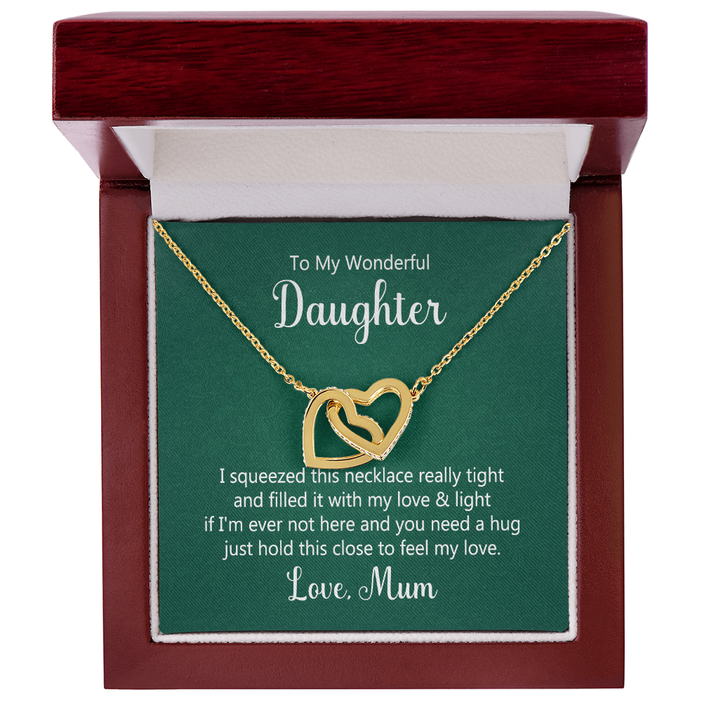To My Daughter Interlocking Hearts Necklace – A Hug From Mum