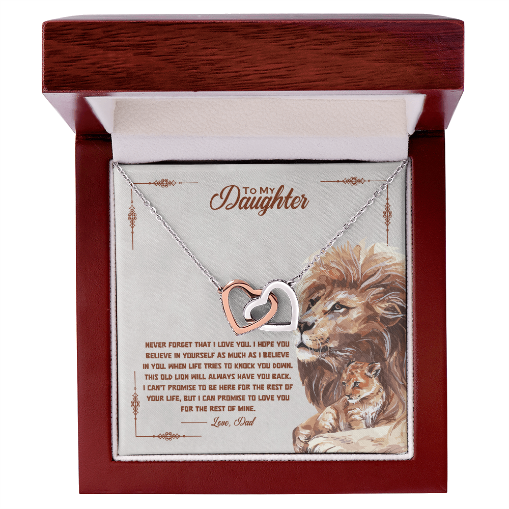 To My Daughter Necklace – Lion Dad Message Card | Strength, Love & Encouragement Gift