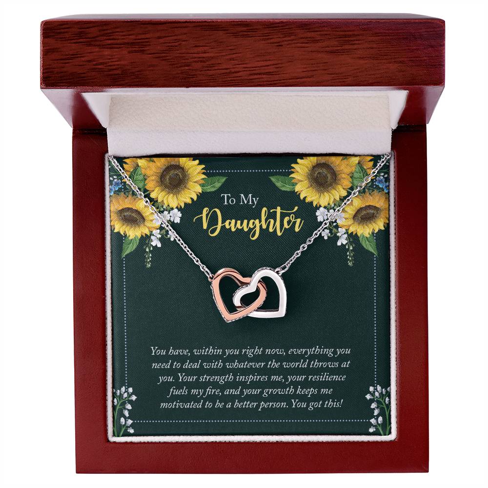 To My Daughter Interlocking Hearts Necklace – Meaningful Sunflower Jewelry Gift