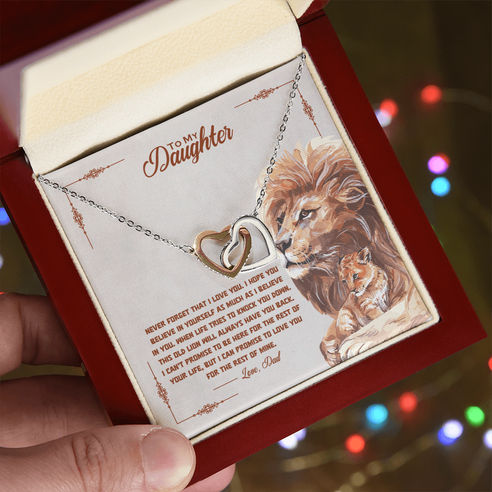 To My Daughter Necklace – Lion Dad Message Card | Strength, Love & Encouragement Gift