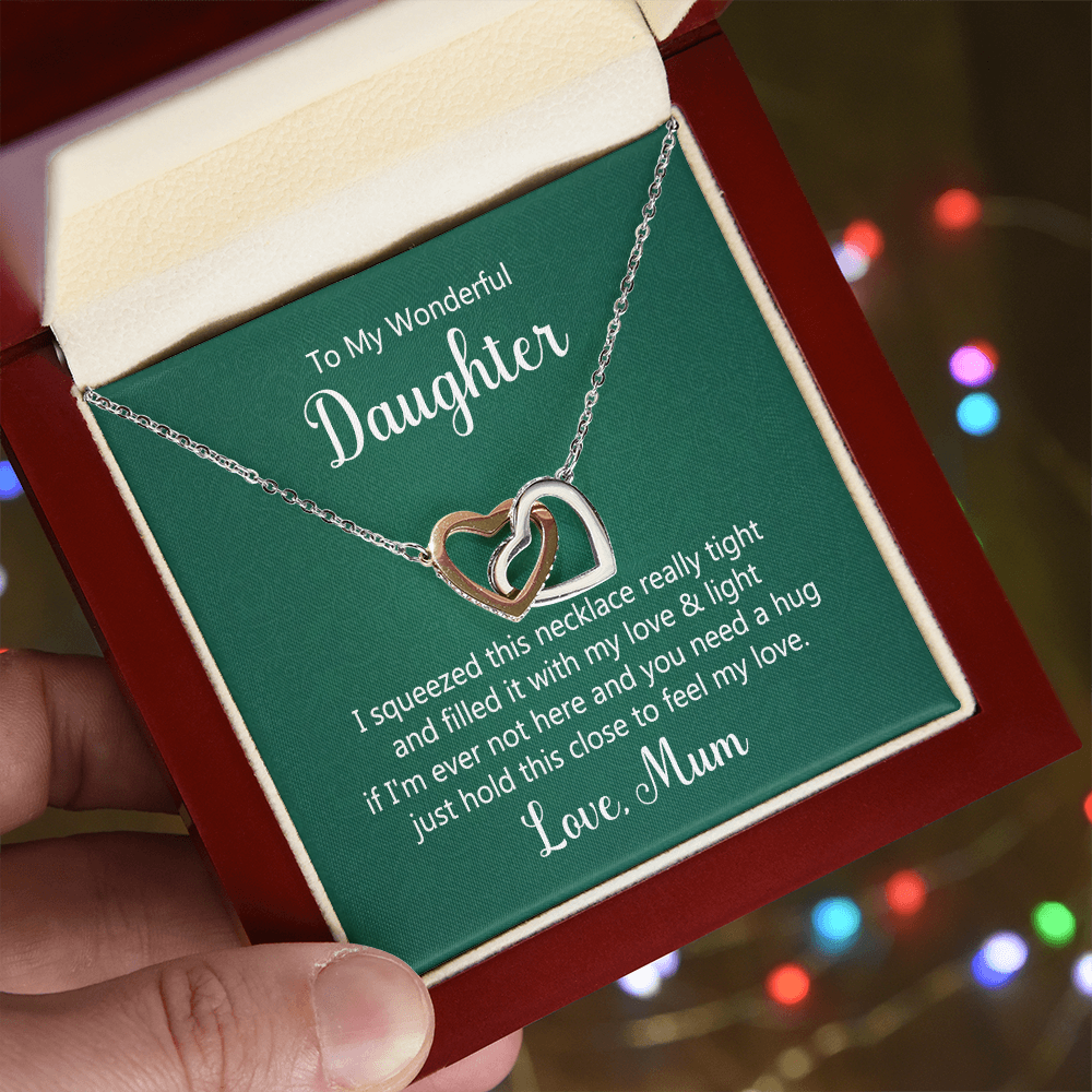 To My Daughter Interlocking Hearts Necklace – A Hug From Mum
