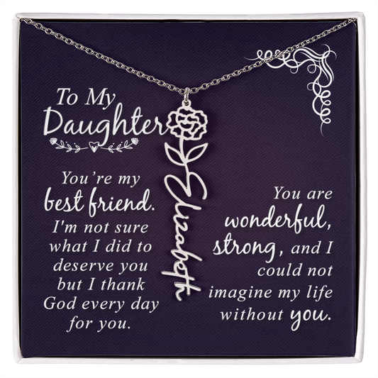 To My Daughter Flower Name Necklace – Meaningful Gift From Mom