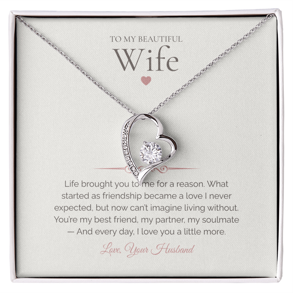 To My Wife – Forever Love Necklace with Deep Emotional Soulmate Message Card | Romantic Gift from Husband