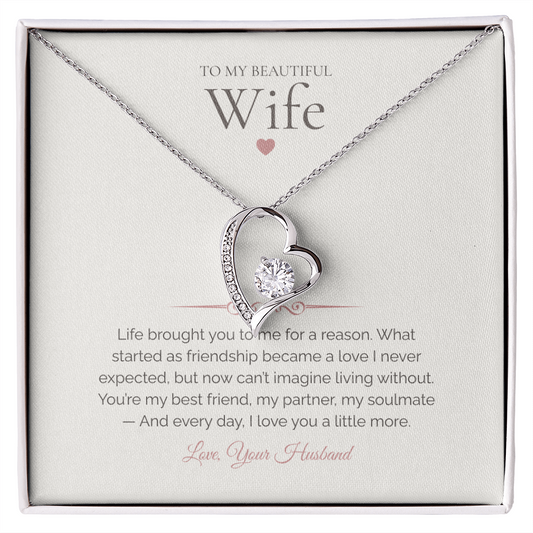 To My Wife – Forever Love Necklace with Deep Emotional Soulmate Message Card | Romantic Gift from Husband