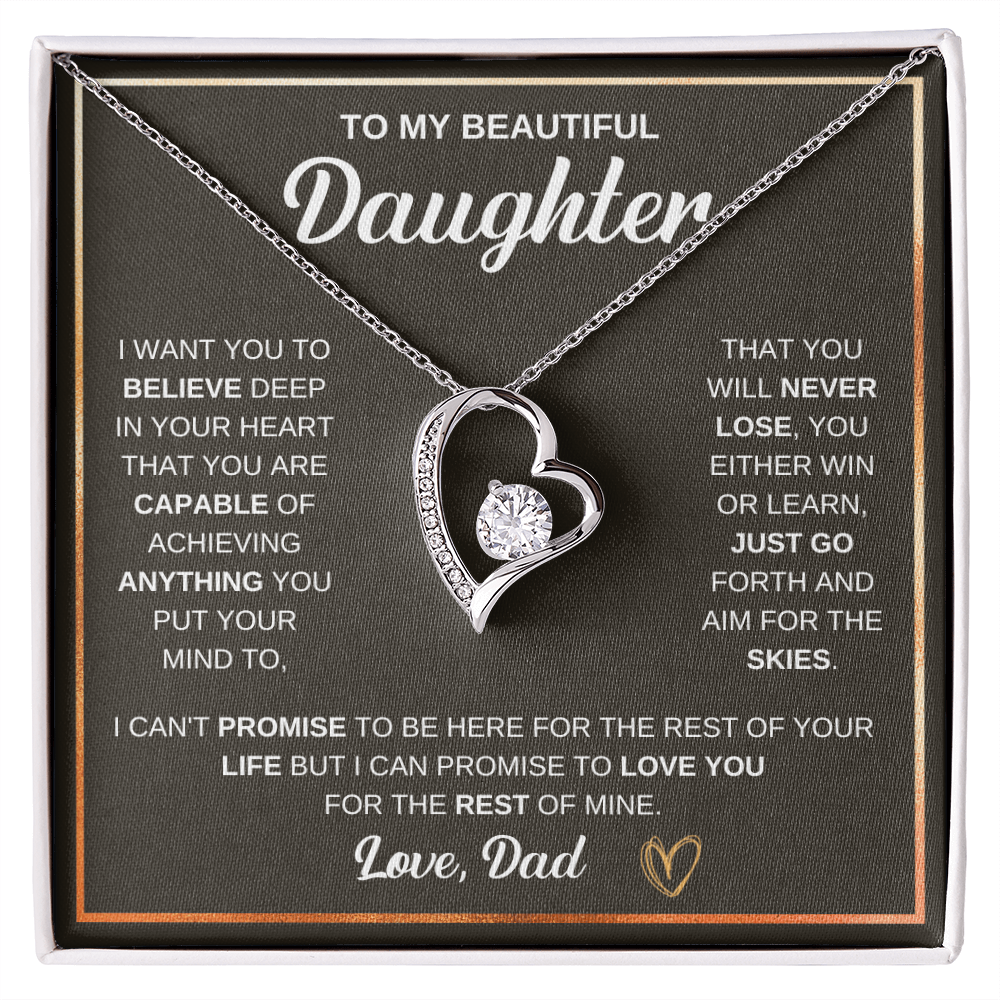 To My Daughter Necklace From Dad – Forever Love Heart Necklace Gift for Daughter
