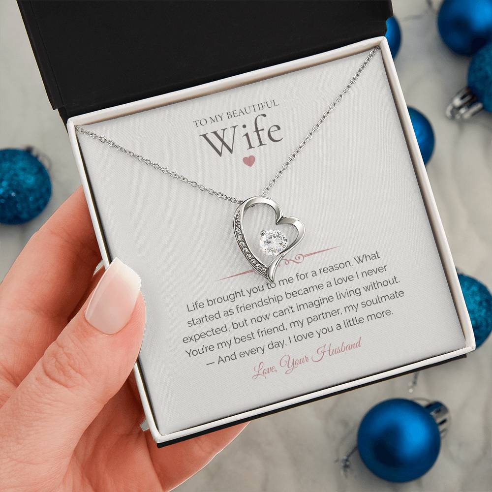 To My Wife – Forever Love Necklace with Deep Emotional Soulmate Message Card | Romantic Gift from Husband