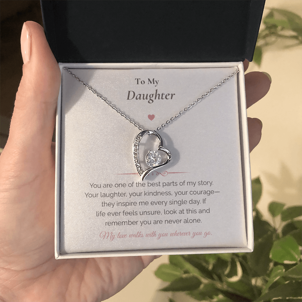 Forever Love Necklace – To My Daughter Gift | Meaningful Message Card for Daughter | Encouragement & Love Jewelry
