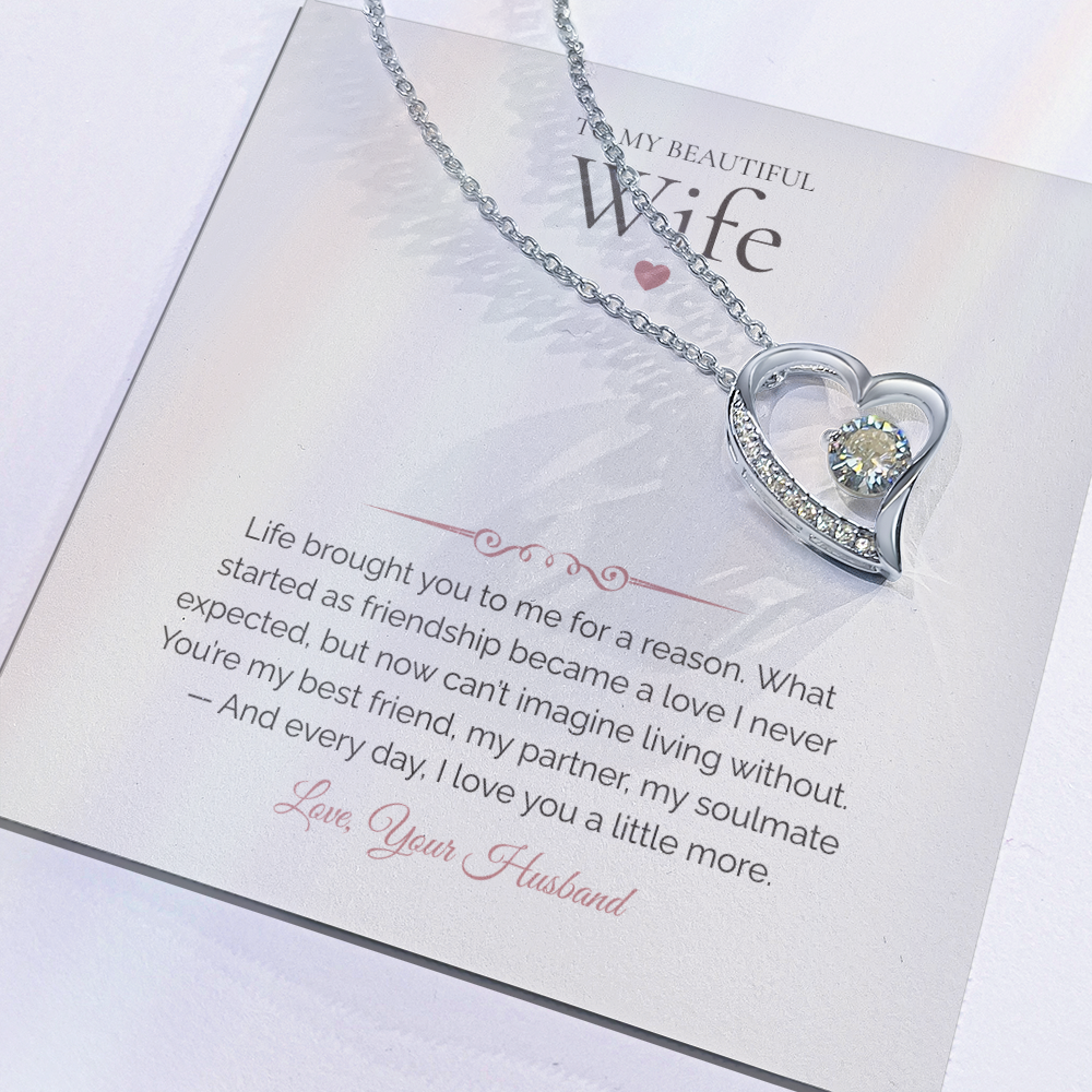 To My Wife – Forever Love Necklace with Deep Emotional Soulmate Message Card | Romantic Gift from Husband