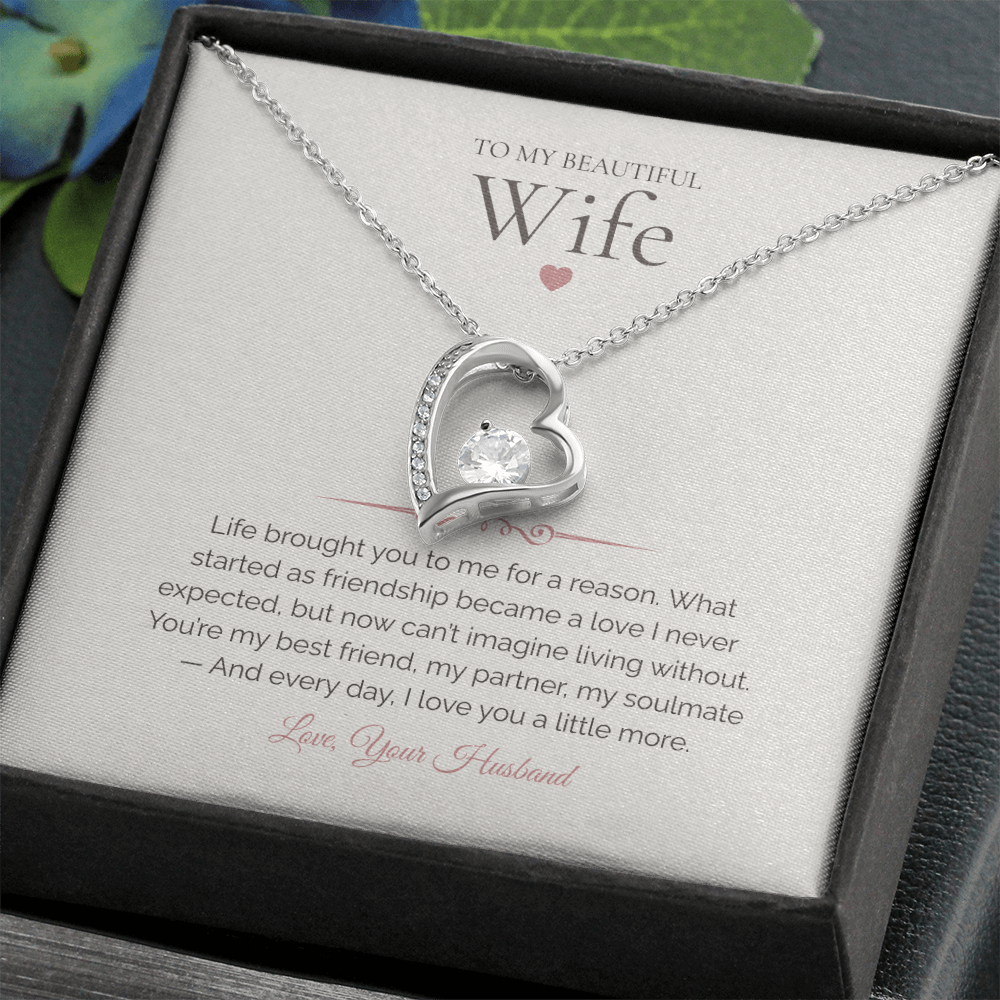 To My Wife – Forever Love Necklace with Deep Emotional Soulmate Message Card | Romantic Gift from Husband