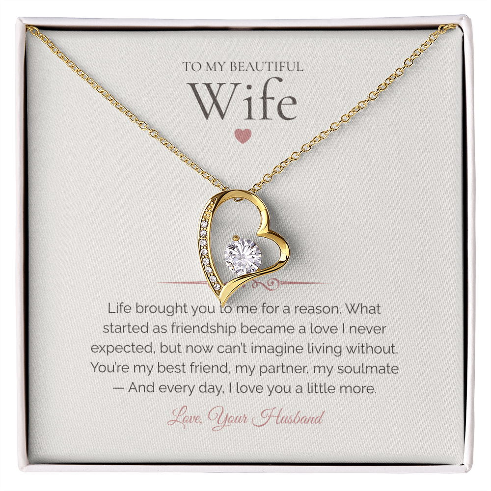 To My Wife – Forever Love Necklace with Deep Emotional Soulmate Message Card | Romantic Gift from Husband