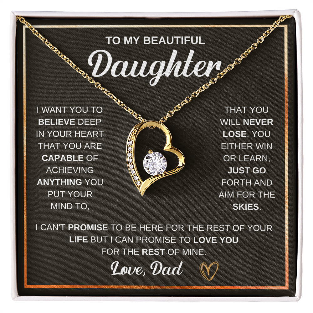 To My Daughter Necklace From Dad – Forever Love Heart Necklace Gift for Daughter